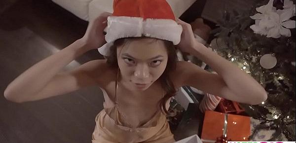  Tiny Asian stepsis wanted a dick in a box for Christmas